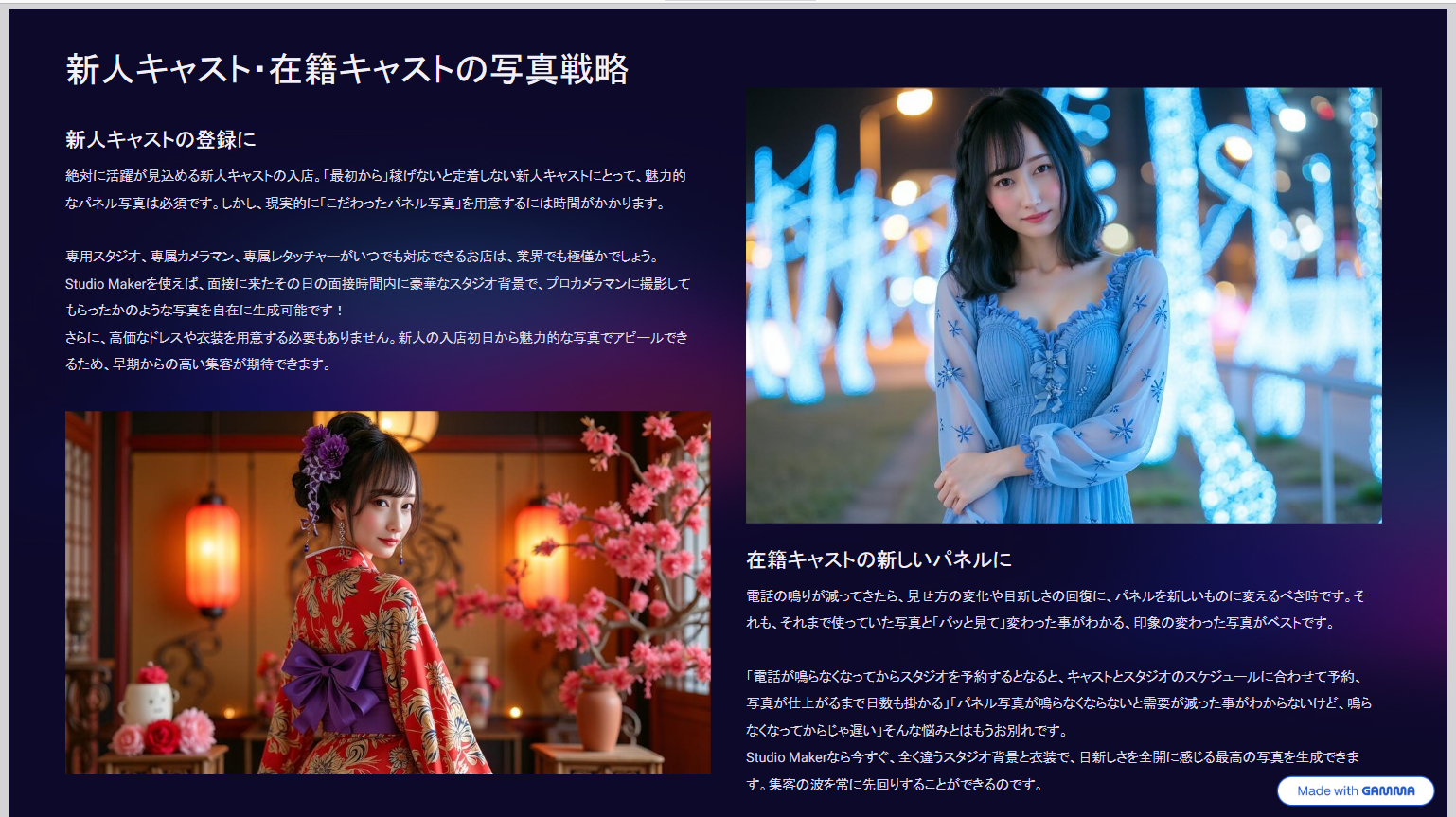 新人キャスト・在籍キャストの写真戦略